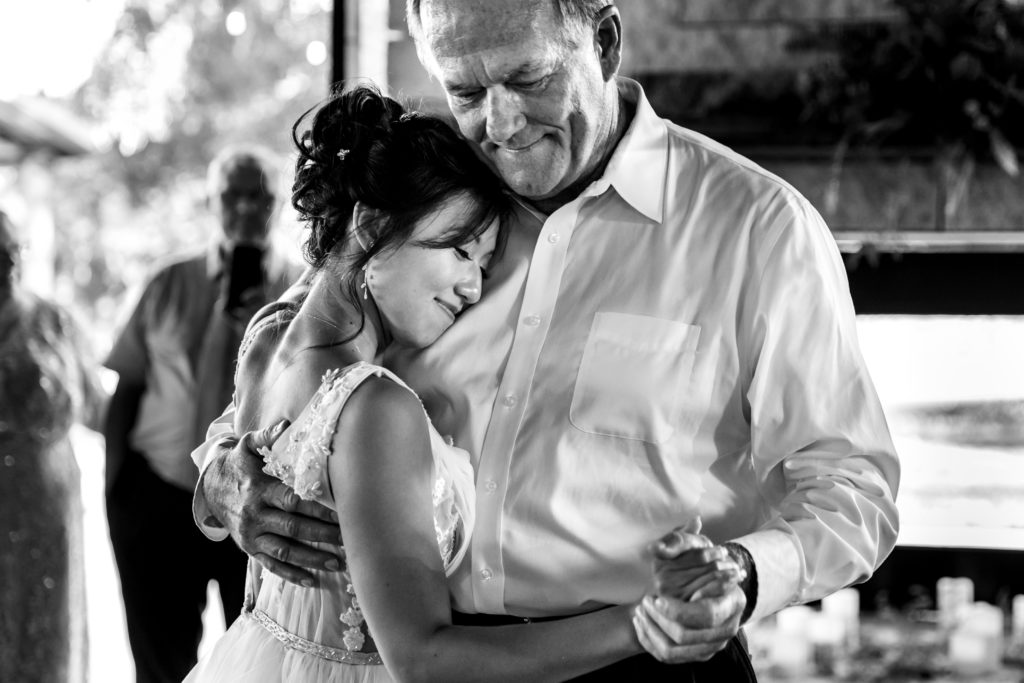 Father of the Bride and Bride share a dance at Bergheim Ranch in Boerne.  Photo by Shannon Cain Photography