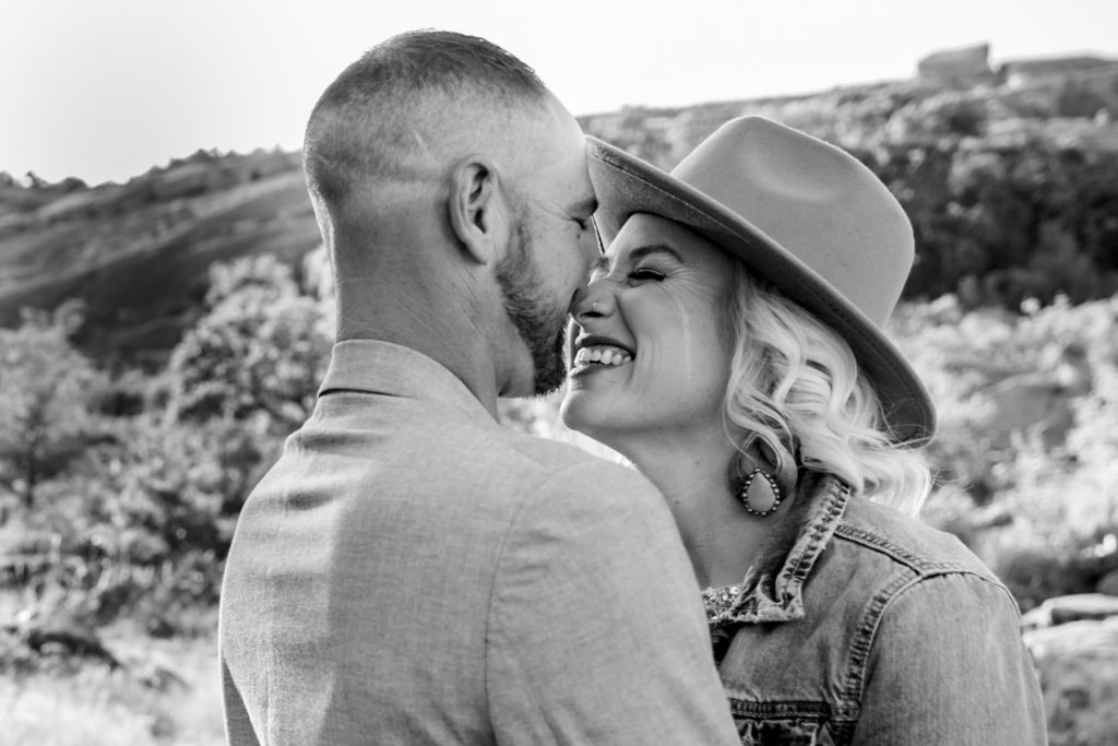 Bride gets emotional at engagement session at Enchanted Rock State Park.  Photography by Shannon Cain Photography