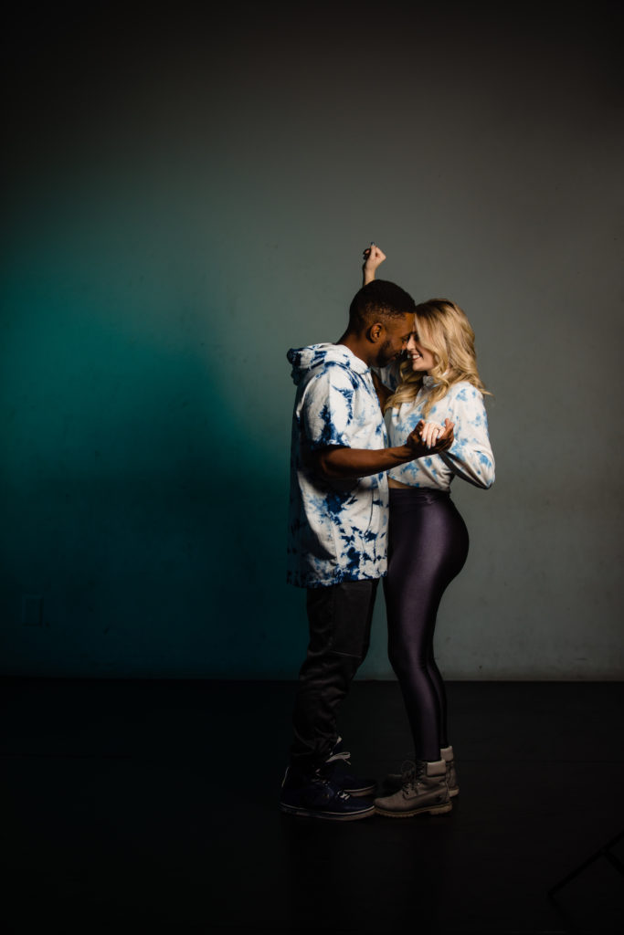 Hip Hop couple take colorful engagement photos.  Photography by Shannon Cain Photography