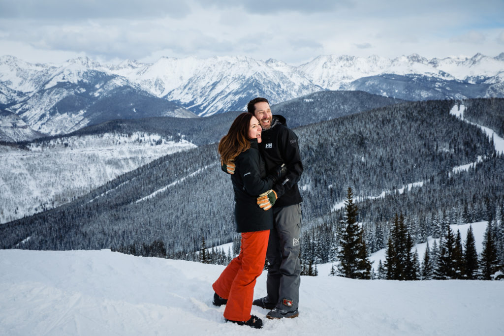 Jessie and Eric's Ski Adventure Engagement Session in Vail, Colorado.  Photography by Shannon Cain Photography
