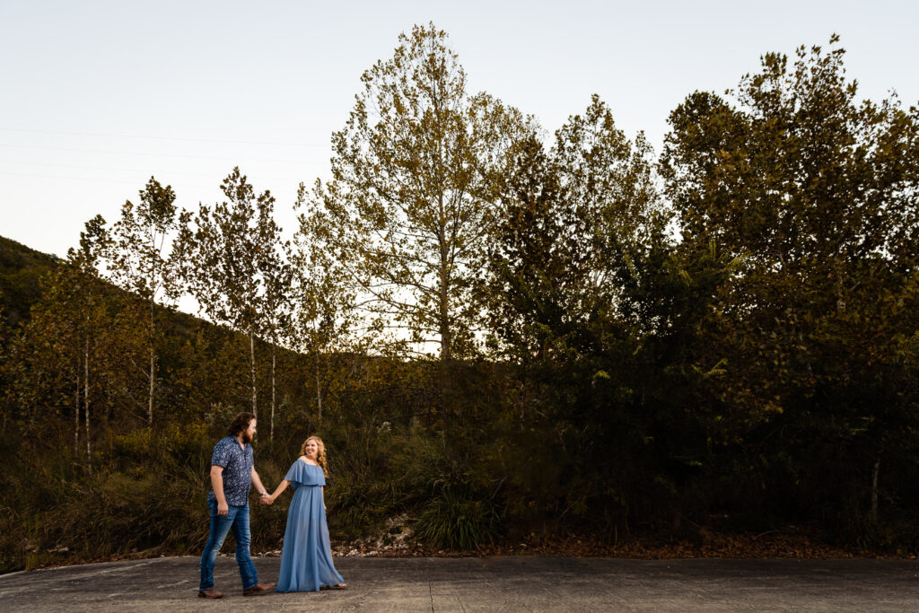 Fall Adventure Engagement Session at Lost Maples State Park.  Shannon Cain Photography.