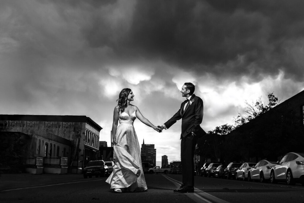 Jessie and Eric get married at Upper Larimer in Downtown Denver- historic art district.  Shannon Cain Photography